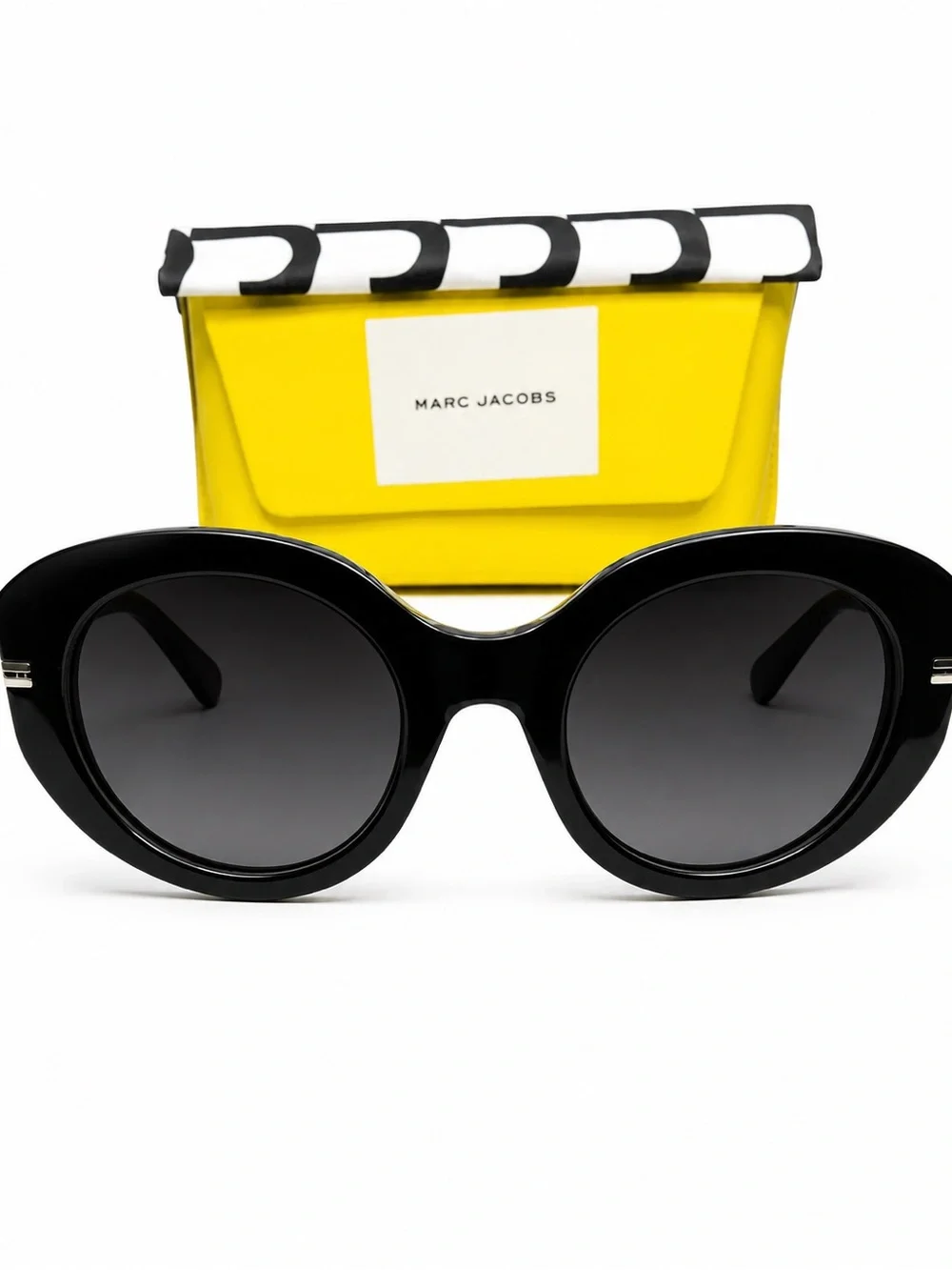 Marc Jacobs Black Round Women's Sunglasses with Yellow Case